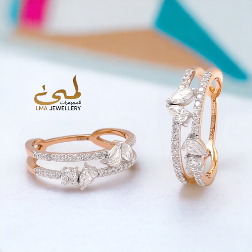 خاتم الماس برلنت وسلتير على ذهب روز w758-91