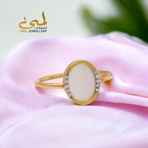 خاتم الماس برلنت حجر صدف على ذهب اصفر W756-46