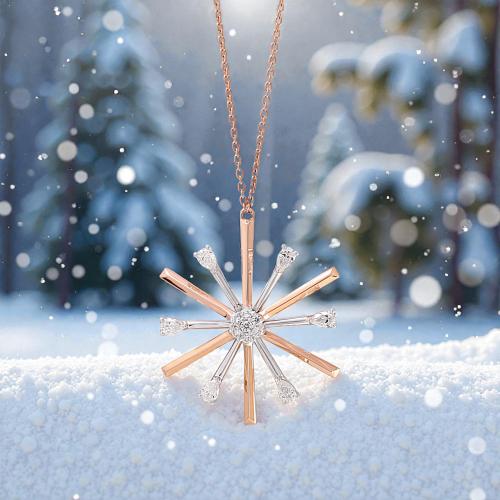 عقد الماس برلنت و دمعات على ذهب ابيض وروز 63865