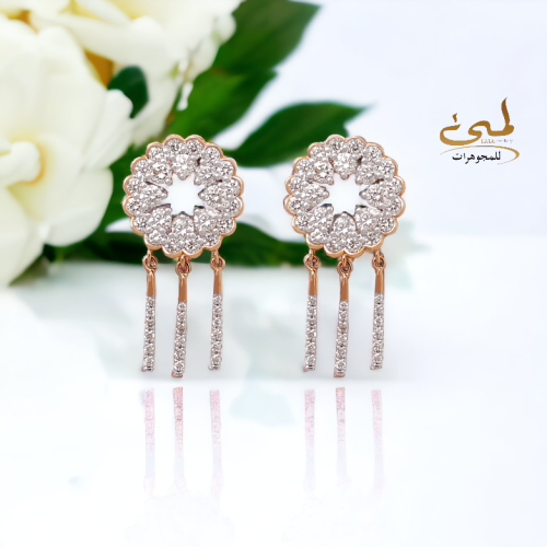 حلق الماس برلنت على ذهب ابيض و روز W736-23