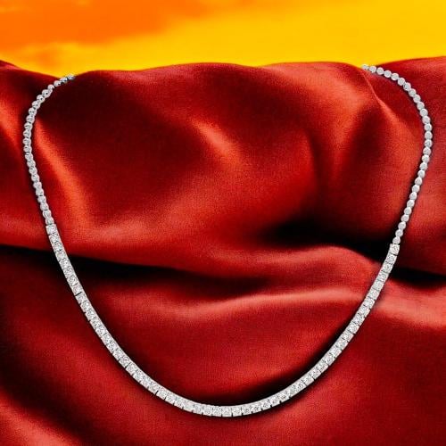 عقد الماس تنس على ذهب ابيض W757-83