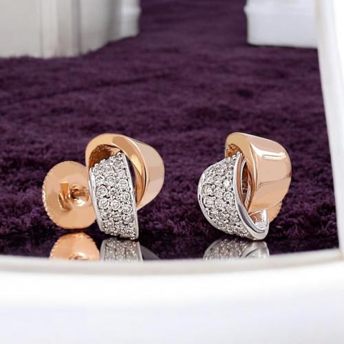 حلق الماس برلنت على ذهب ابيض و روز w784-69