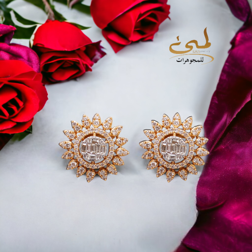 حلق الماس على ذهب اصفر W701-30