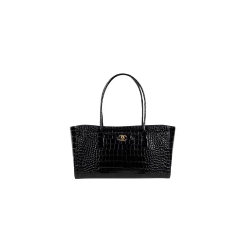 Crocodile Embossed Gold-black -chanel bag