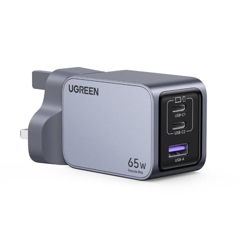 شاحن جداري 65w من يوجرين مع سلك 3 منافذ