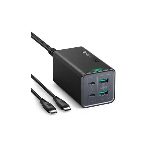 قاعدة شحن RAVPower بقوة 120 واط مع منفذ USB ومنفذين من النوع C مع كابل Type-C