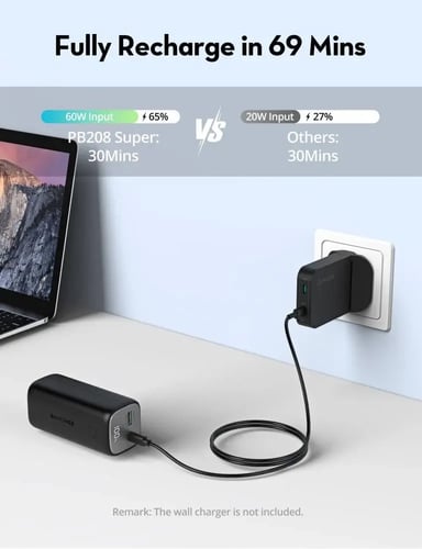 راف باور بطارية بسعة 10000 ملي امبير بقوة 30 واط ب...