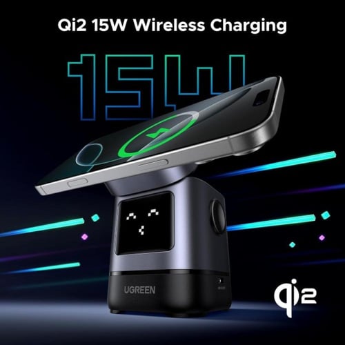 شاحن لاسلكي روبوت 3*1 بقوة 15W من يوجرين - رمادي