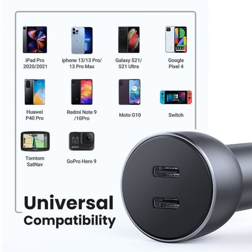 يوجرين شاحن سيارة بمنفذين PD وبمجموع القوة 40 واط...