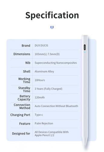 قلم ايباد ذكي - تحكم ورسم من دوكس الداعم لرحة اليد