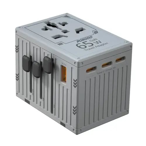 شاحن ومحول السفر العالمي بورودو بقوة 65 واط بأربع...