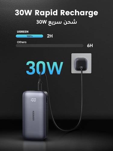 شاحن متنقل بمنفذ PD ومنفذ USB بسعة 10000MAH بقوة 3...