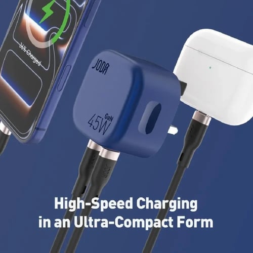 جودا - شاحن جداري بقوة 45 واط بمنفذين تايب سي شحن...