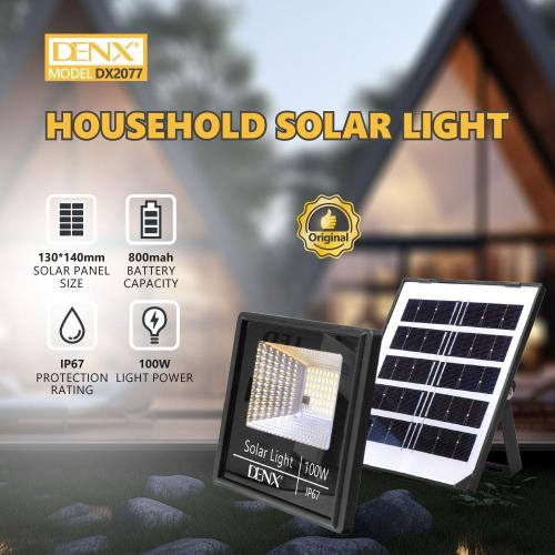 مصباح الطاقة الشمسية DENX DX2077 بقوة 100 واط وإضا...