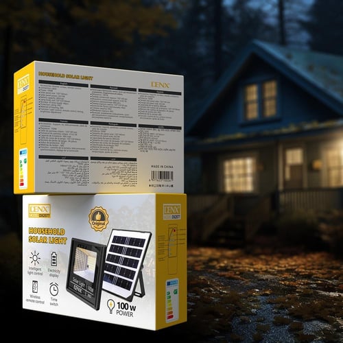 مصباح الطاقة الشمسية DENX DX2077 بقوة 100 واط وإضا...