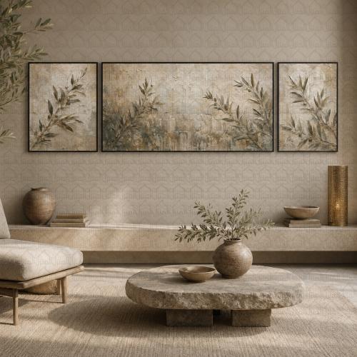 لوحات جدارية ثلاثية وسط كبير بتصميم أغصان زيتون طب...