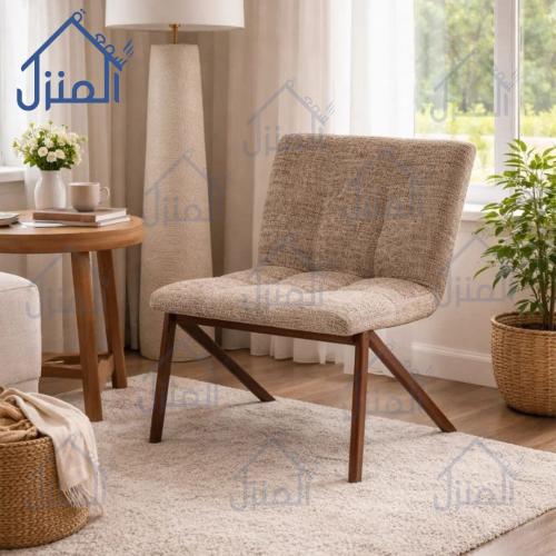 كرسي استرخاء بجلسة واسعة باللون البيج وهيكل معدني...