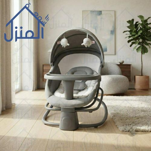كرسي هزاز أطفال مع طاولة طعام ومظلة وألعاب معلقة و...