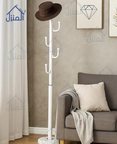 علاقة ملابس أرضية بيضاء بتصميم شجري عصري نحيف