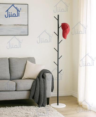 شماعة ملابس أرضية بتصميم عصري – أسود بقاعدة بيضاء