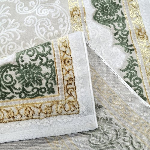 سجاد كلاسيك – نقش ملكي فاخر – كريمي × رمادي × ذهبي