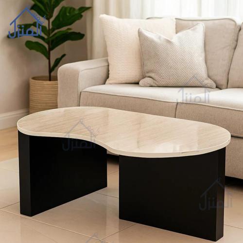 طاولة وسط قهوة – بديل الرخام بتصميم منحني مودرن