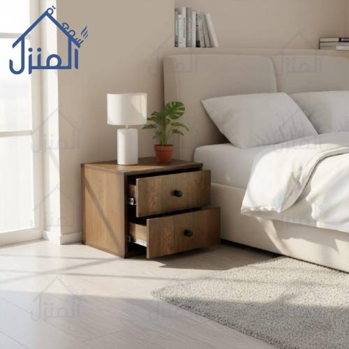 كومودينو خشبي مودرن بدرجين – لون خشبي داكن