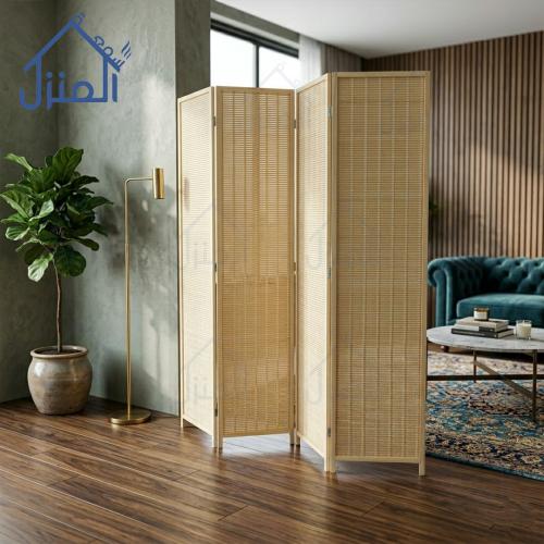 بارتيشن مودرن 4 قطع بتصميم شرائح طبيعية ولون بيج ف...