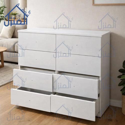 تسريحة أدراج بيضاء متعددة التخزين بفتح كامل ـ تصمي...