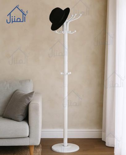 علاقة ملابس أرضية بيضاء بتصميم كلاسيك متعدد الأذرع