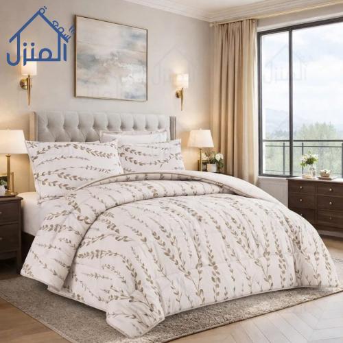 مفرش سرير فاخر مزخرف – مفرش سرير ناعم بألوان هادئة...