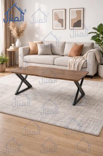 طاولة وسط مستطيلة بقاعدة X – تصميم عصري بلمسة صناع...