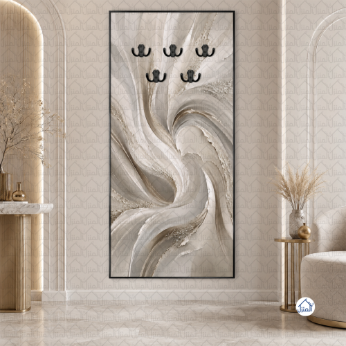 لوحة علاقات عبايات بتموجات رخامية بدرجات البيج وال...