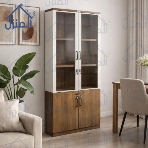 دولاب عرض زجاجي أنيق بلمسة خشبية – تصميم راقي وتنظ...