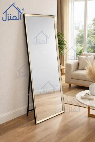 مراية ستاند أرضية بإطار معدني ذهبي فاخر
