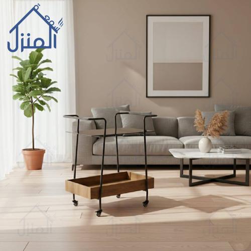 عربة تقديم مودرن بقاعدة خشبية – تصميم أنيق بعجلات...