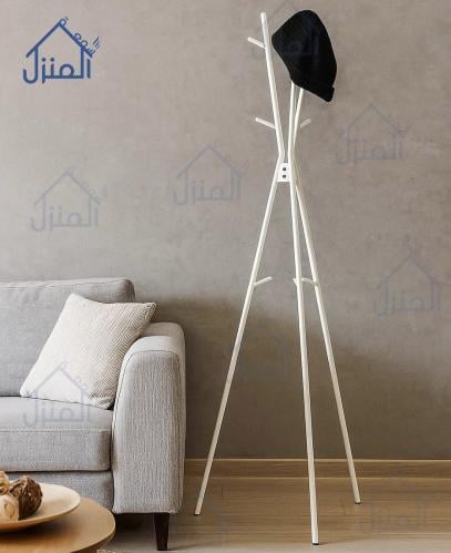 علاقة ملابس أرضية بيضاء بتصميم ثلاثي عصري نحيف