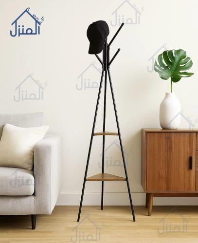 شماعة ملابس بتصميم ثلاثي الأرجل مع رفوف تخزين – أس...