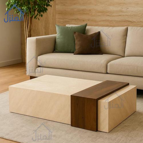 طاولة وسط ارضية مفرد– بديل الحجر مع لمسة خشبية فخم...