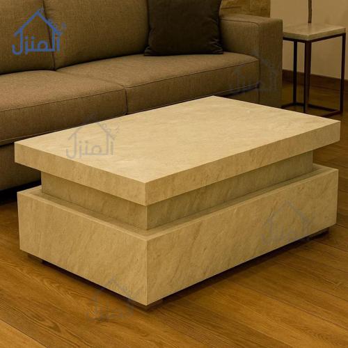 طاولة وسط قهوة بديل الحجر فخمة – ستايل طبقات