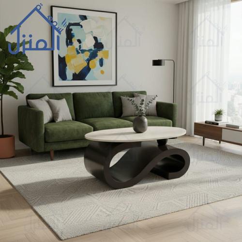 طاولة قهوة مودرن بتصميم انسيابي فاخر وتشطيب بديل ر...