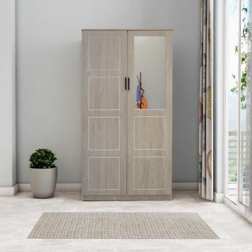 دولاب ملابس بابين - بيج - خشب MDF مع مرآة