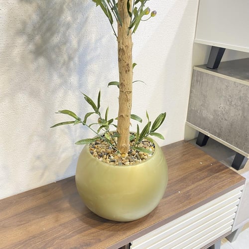 شجرة الزيتون صناعي مركن ذهبي - 160 سم