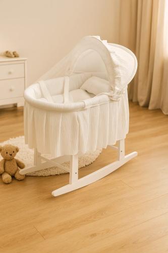 سلة موسى لون ابيض مع حامل هزاز ابيض