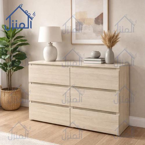 تسريحة أدراج مودرن خشب بلون فاتح بتصميم بسيط - دول...