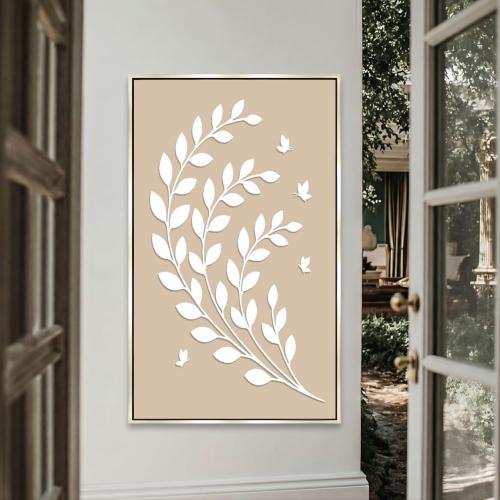 لوحة أكريليك على طباعة كانفس بتصميم أغصان نباتية ع...