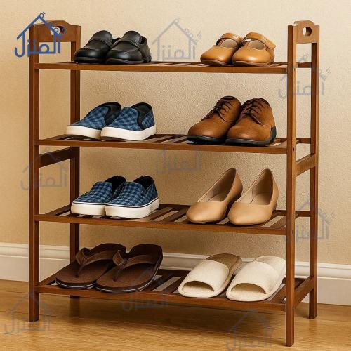 منظم أحذية خشبي 4 طوابق – لون بني فاخر