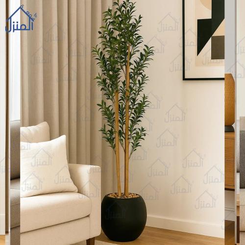 شجرة الزيتون صناعي مركن اسود - 160 سم