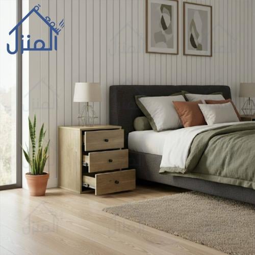 كومودينة خشبية بثلاثة أدراج – طابع عصري دافئ