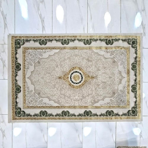 سجاد كلاسيك – نقش ملكي فاخر – كريمي × رمادي × ذهبي